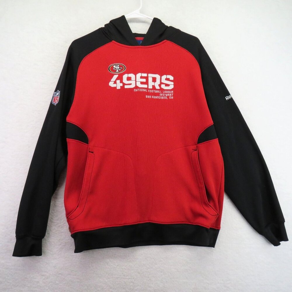 Reebok Sweatshirt Mens Sz Med NFL Onfield San Francisco 49ers Red Black Hoodie